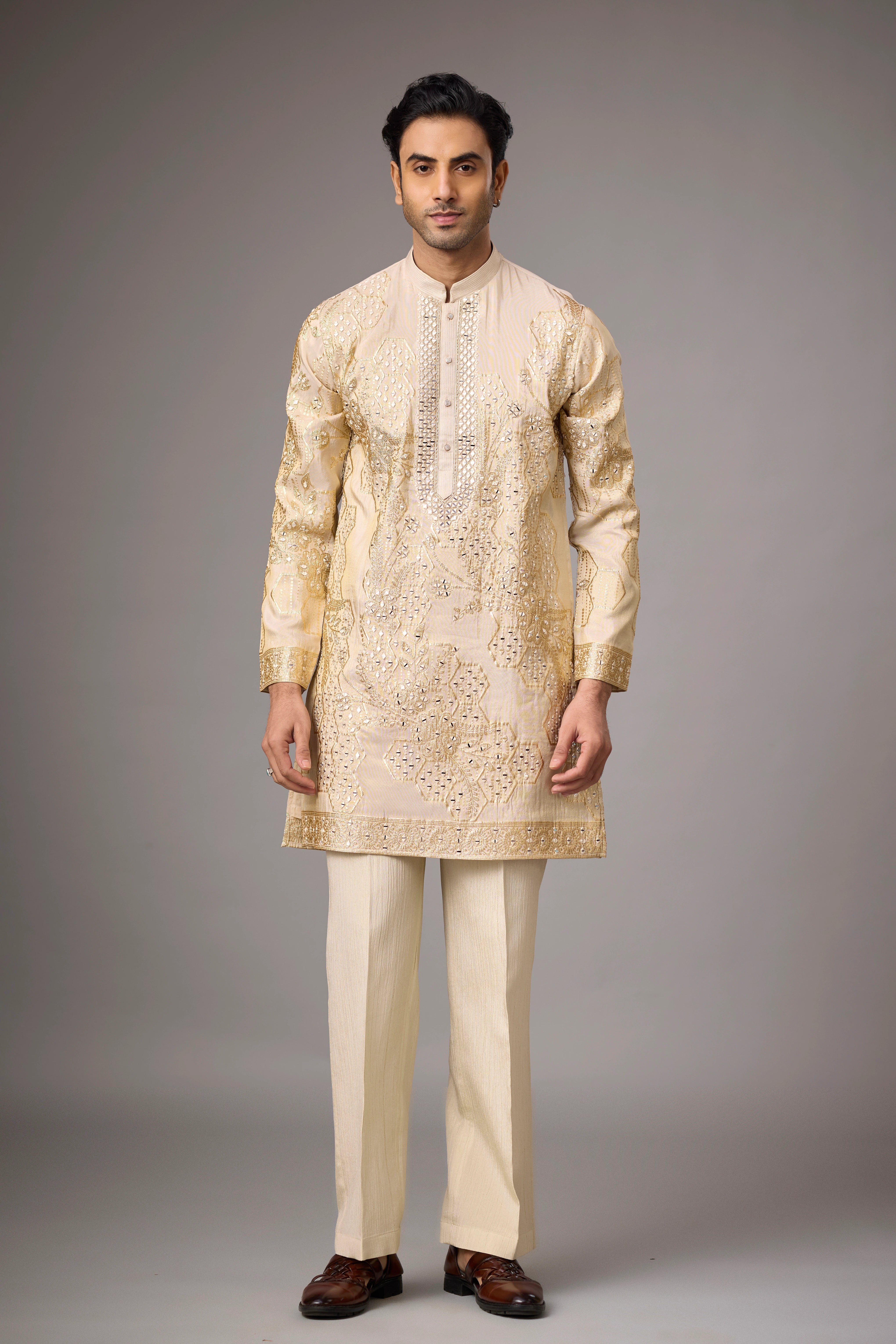 Ivory Gold Heritage Embroidered Kurta Set