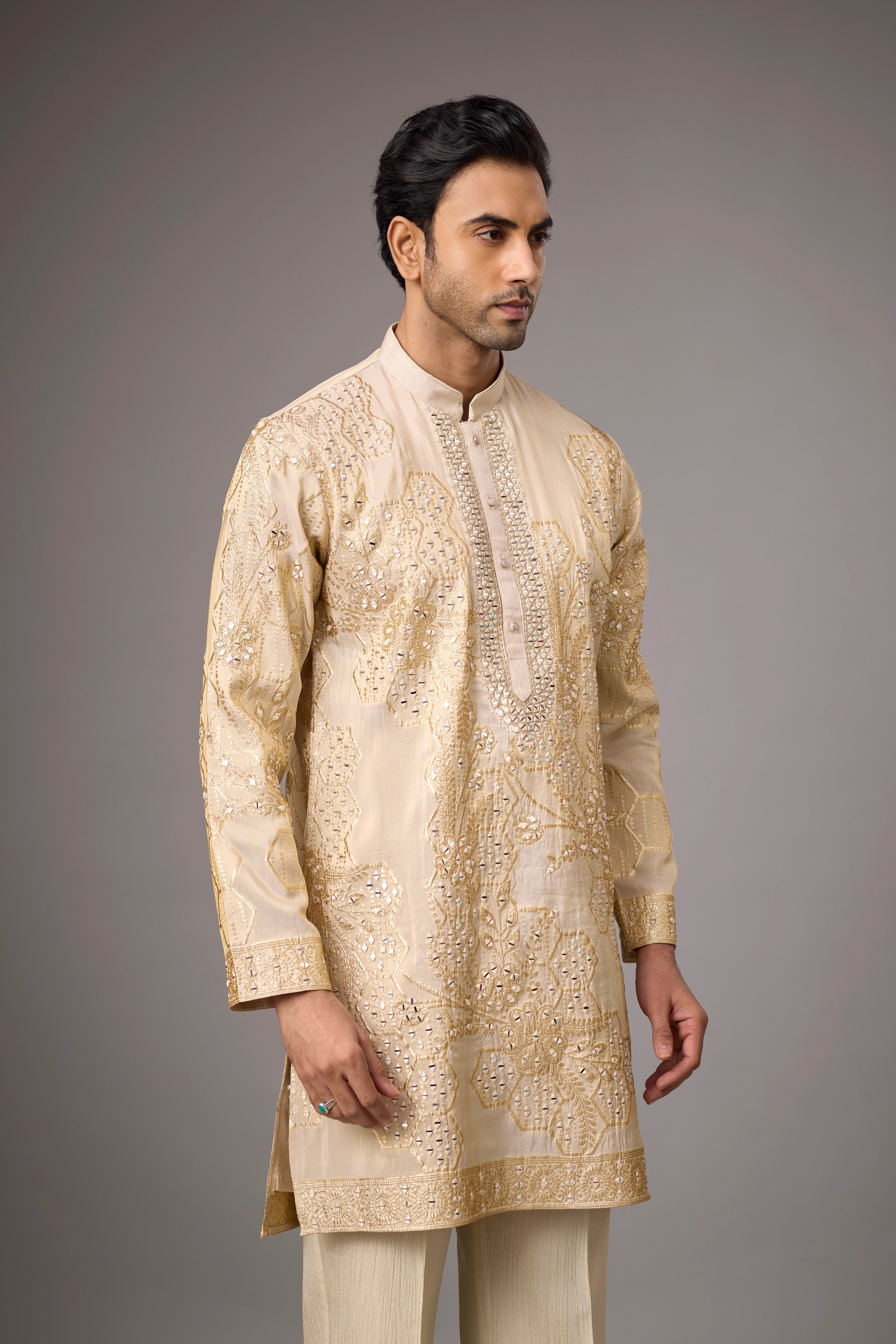 Ivory Gold Heritage Embroidered Kurta Set