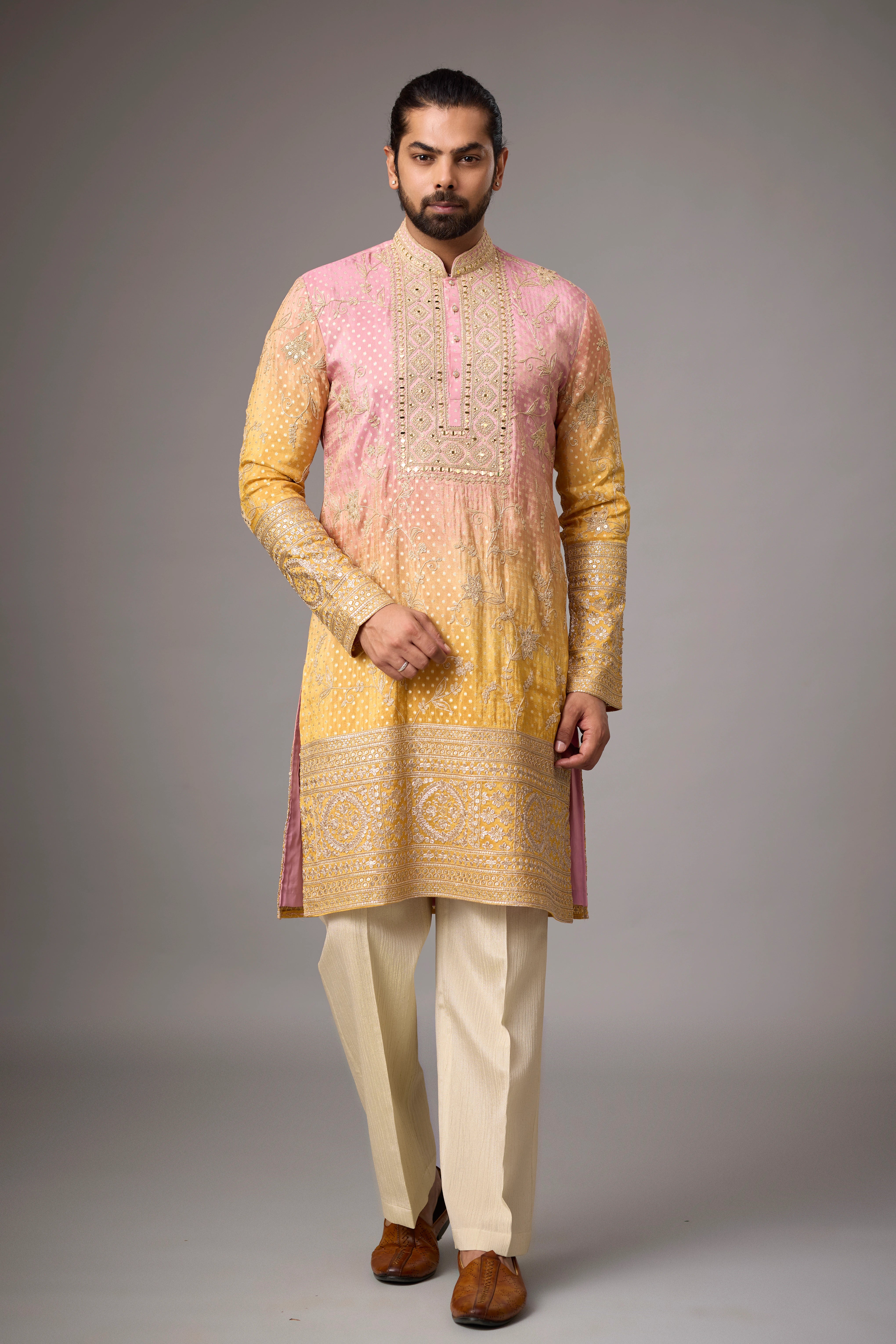 Wedding Season Kurta for Men – Gold Heritage Embroidered Set | Mahavir NX
