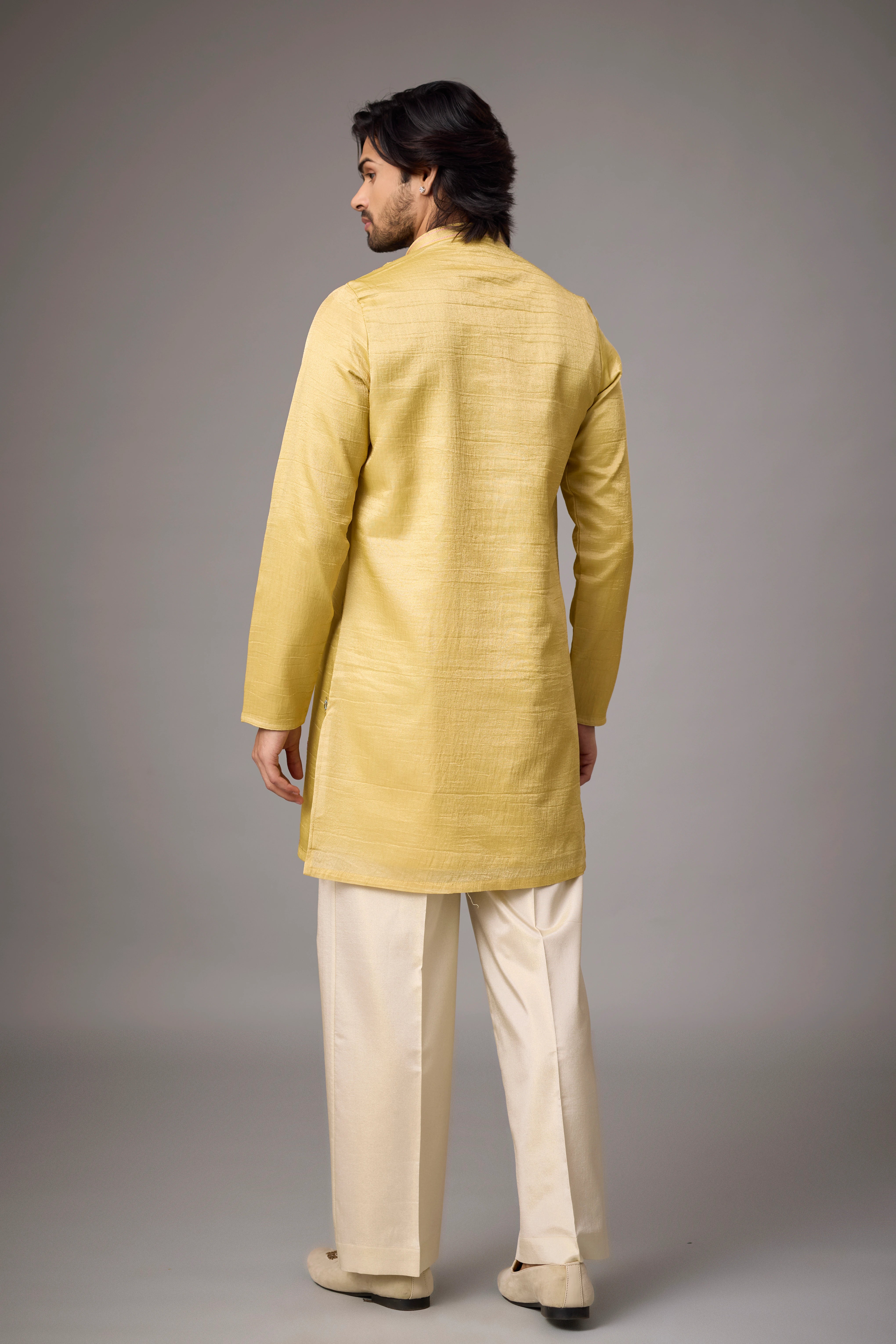 Golden Yellow Heritage Embroidered Kurta