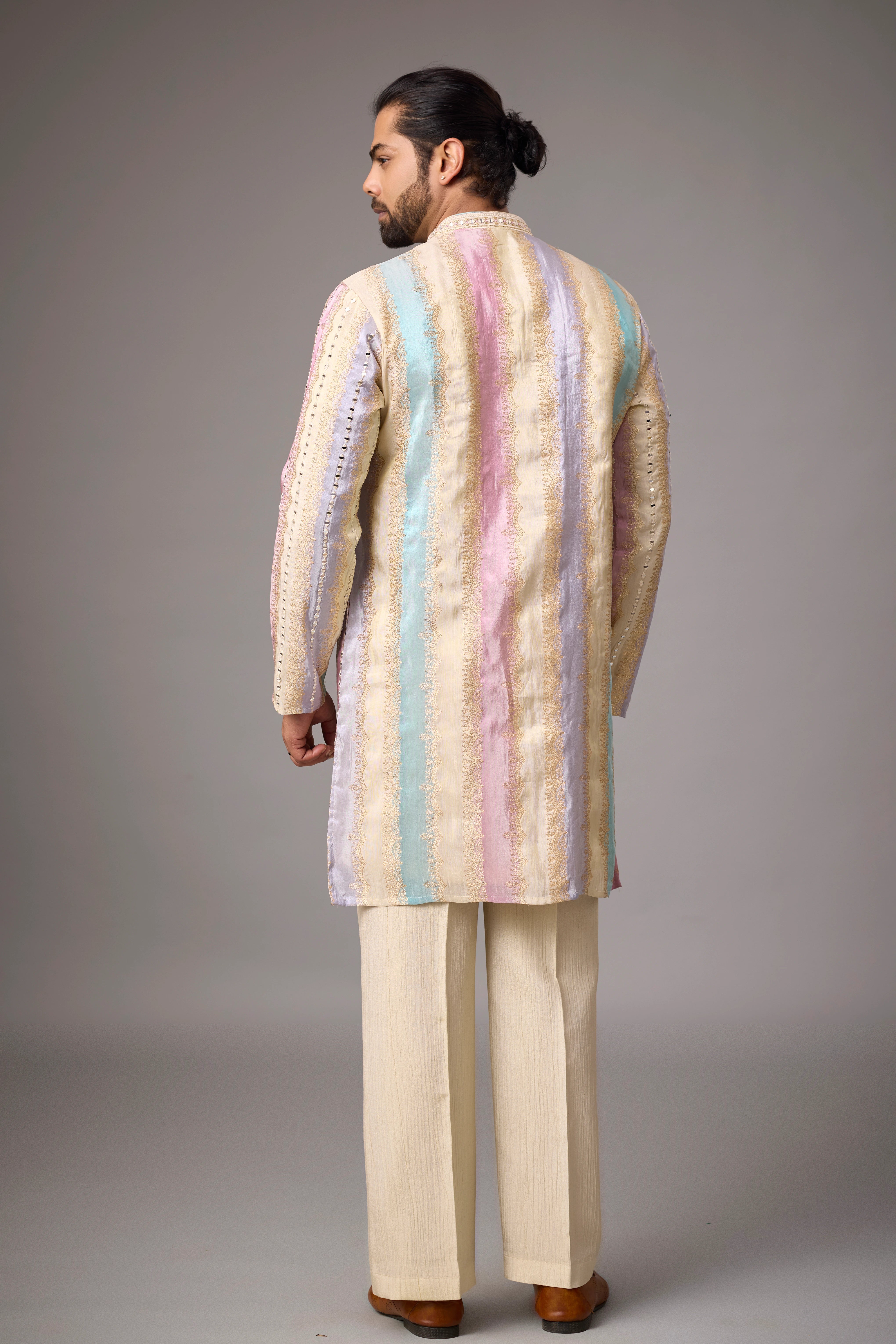 Pastel Multicolour Heritage Embroidered Kurta Set
