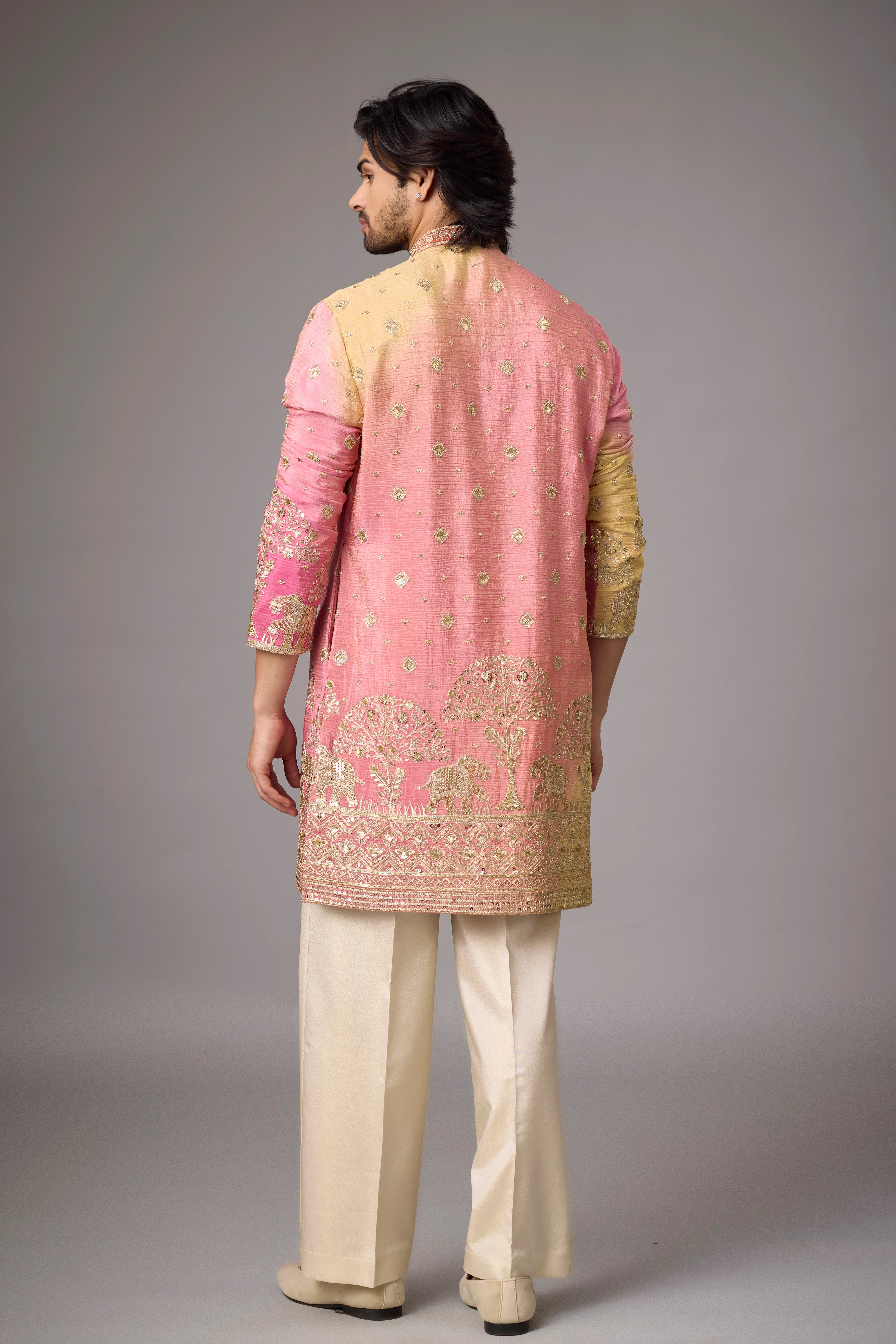 Designer Scenic Embroidered Ethnic Kurta – Side View | Mahavir NX
