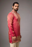 Coral Pink Regal Brocade Kurta Set
