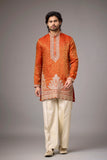 Burnt Orange Regal Brocade Kurta Set