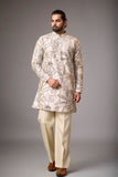 Champagne Floral Embroidered Kurta Set