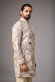 Champagne Floral Embroidered Kurta Set