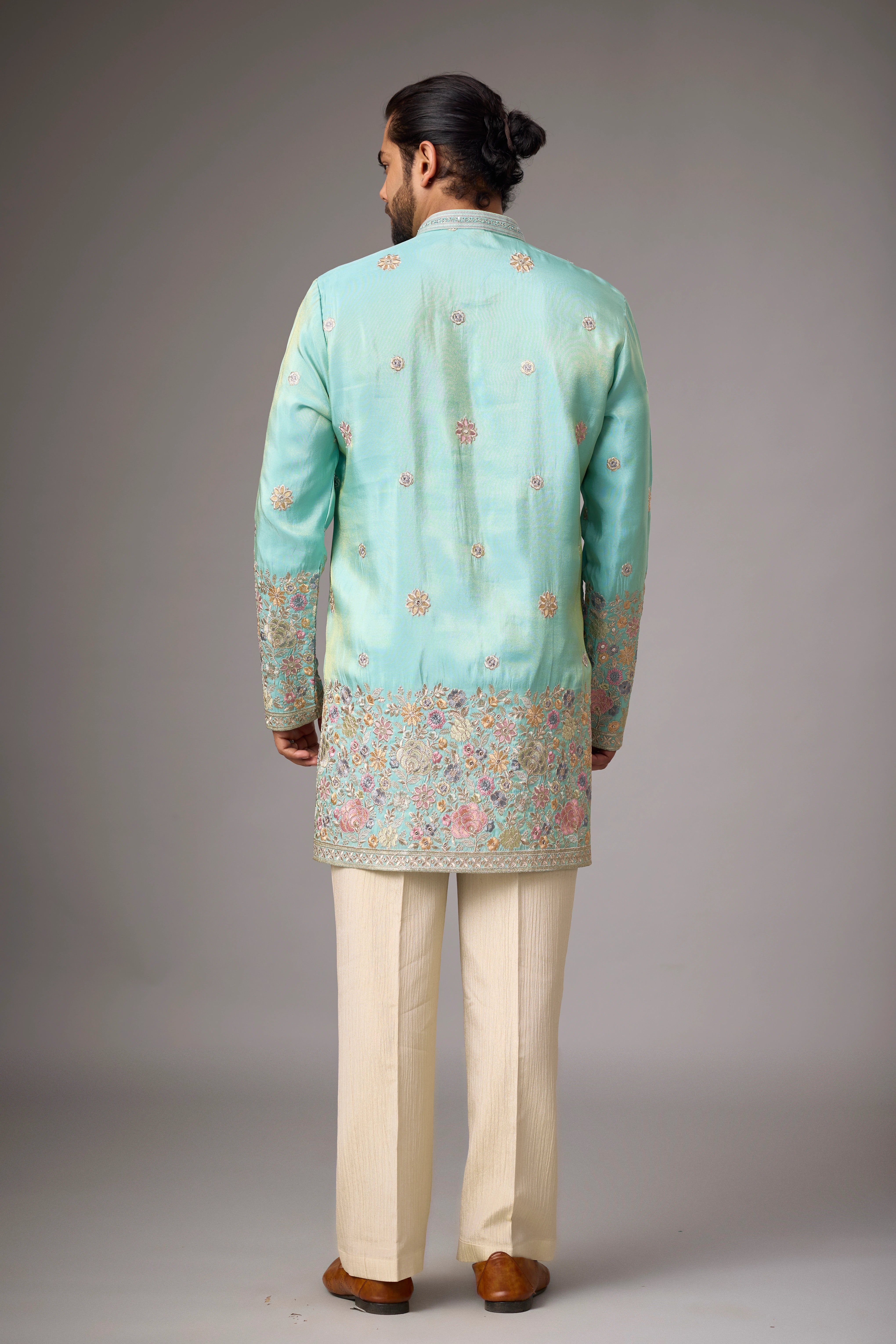 Aqua Mint Heritage Embroidered Kurta Set
