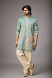 Sage Teal Floral Embroidered Kurta Set