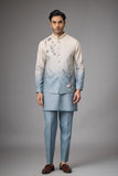 Azure Mist Floral Embroidered Jacket Kurta Set