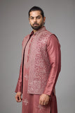 Regal Rosewood Embroidered Jacket Kurta Set