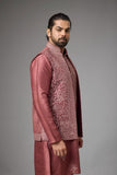 Regal Rosewood Embroidered Jacket Kurta Set