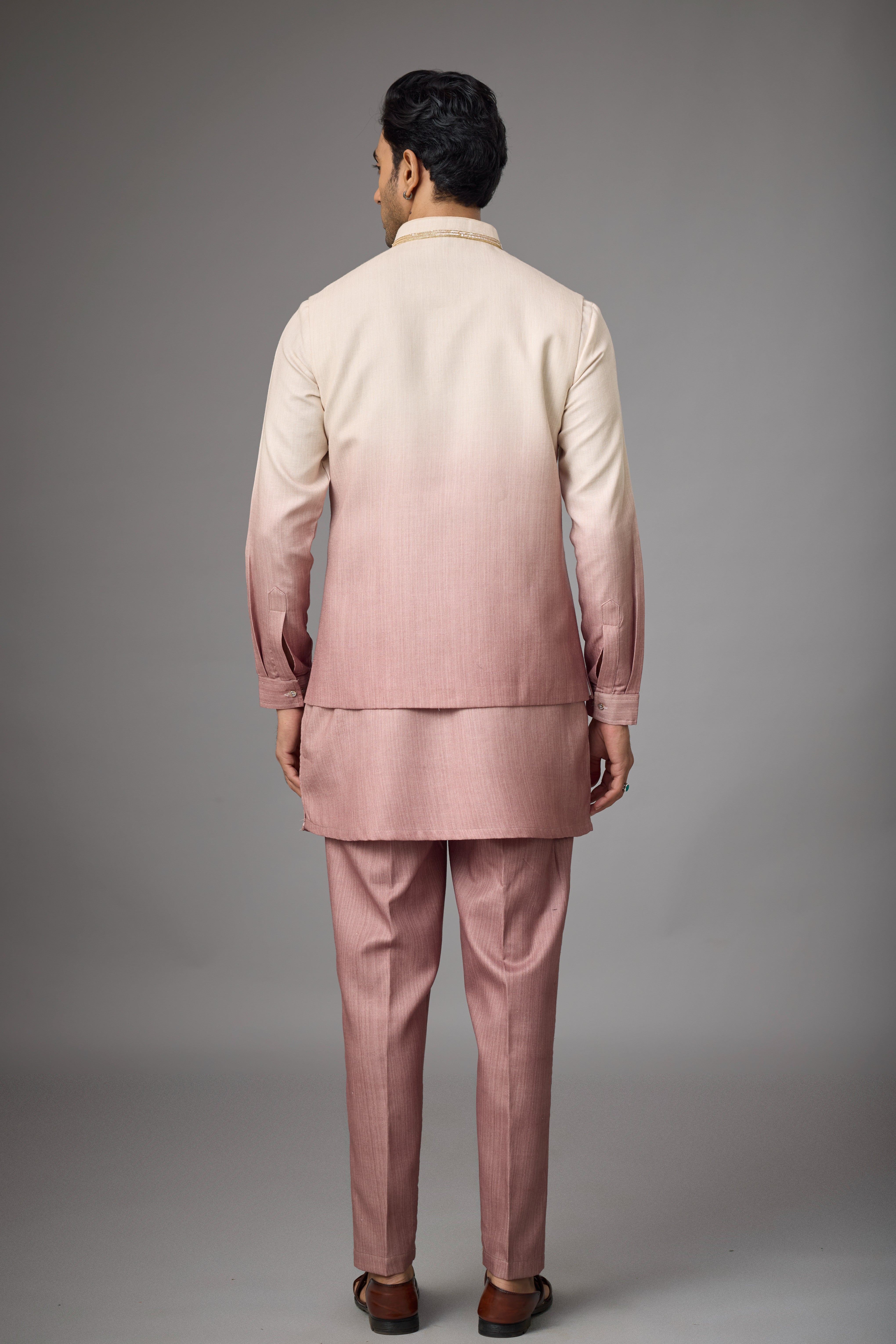 Blush Pearl Floral Embroidered Jacket Kurta Set