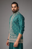 Emerald Heritage Floral Embroidered Jacket Kurta Set