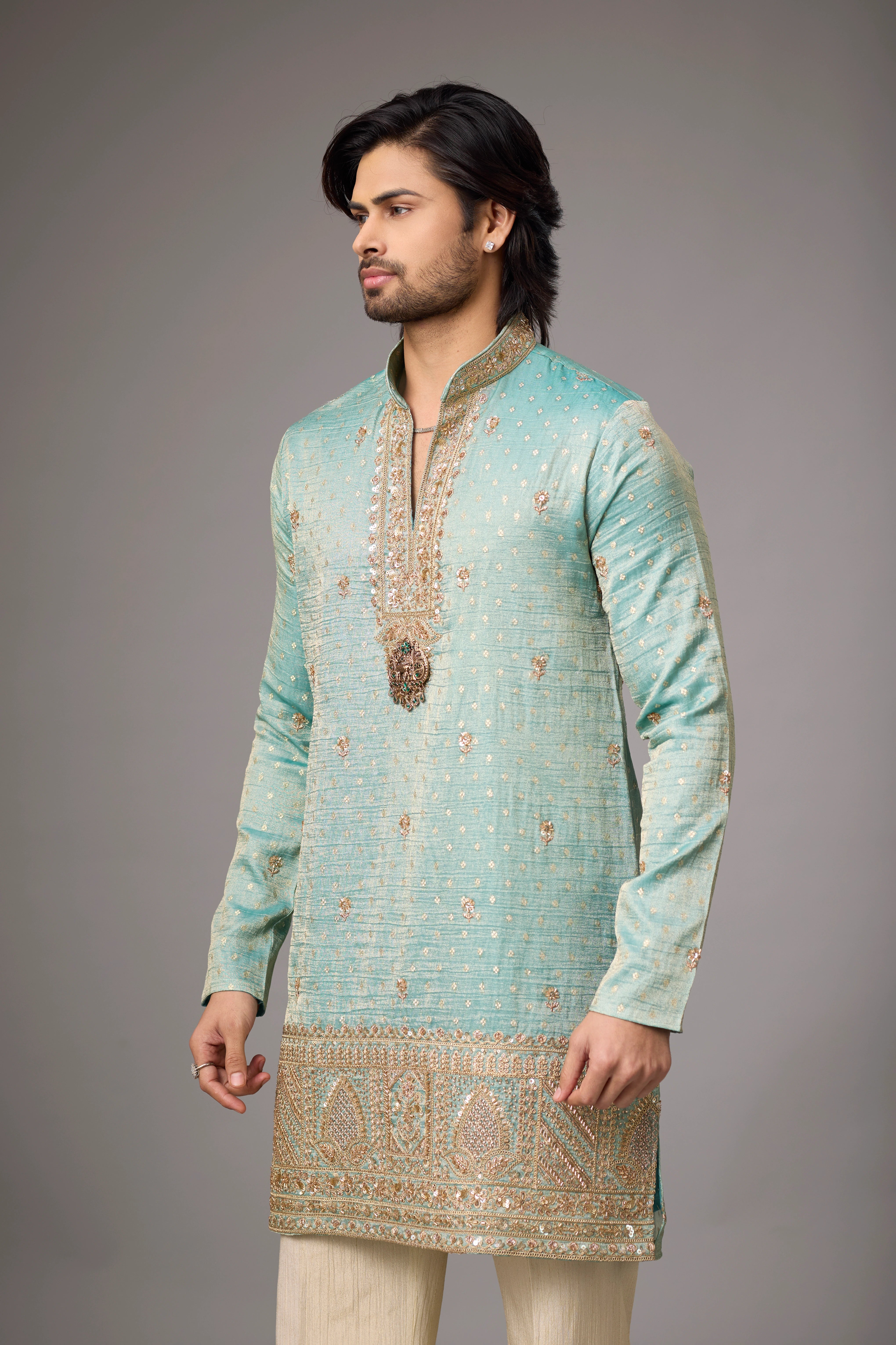 Mint Sage Regal Embroidered Kurta Set