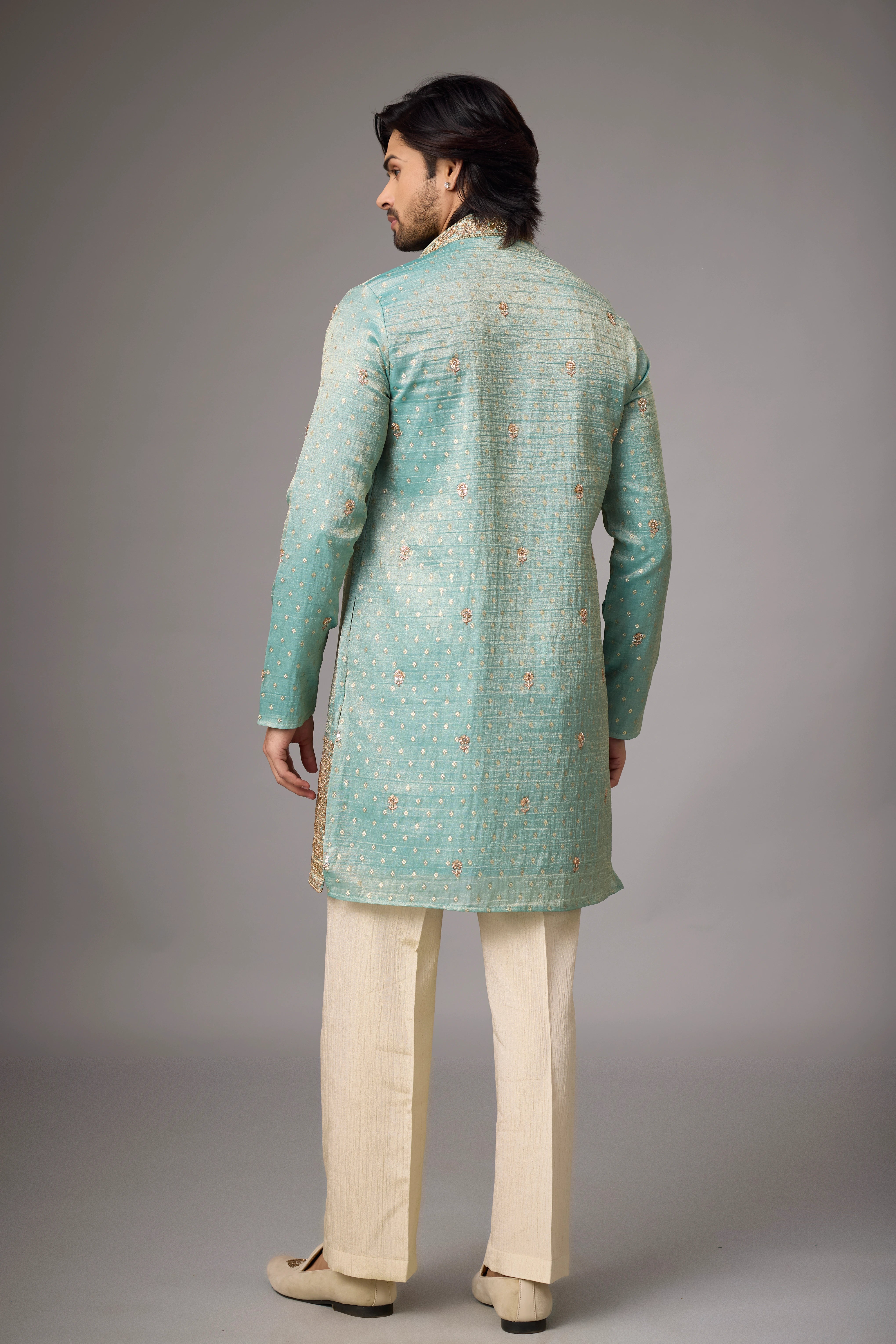 Mint Sage Regal Embroidered Kurta Set