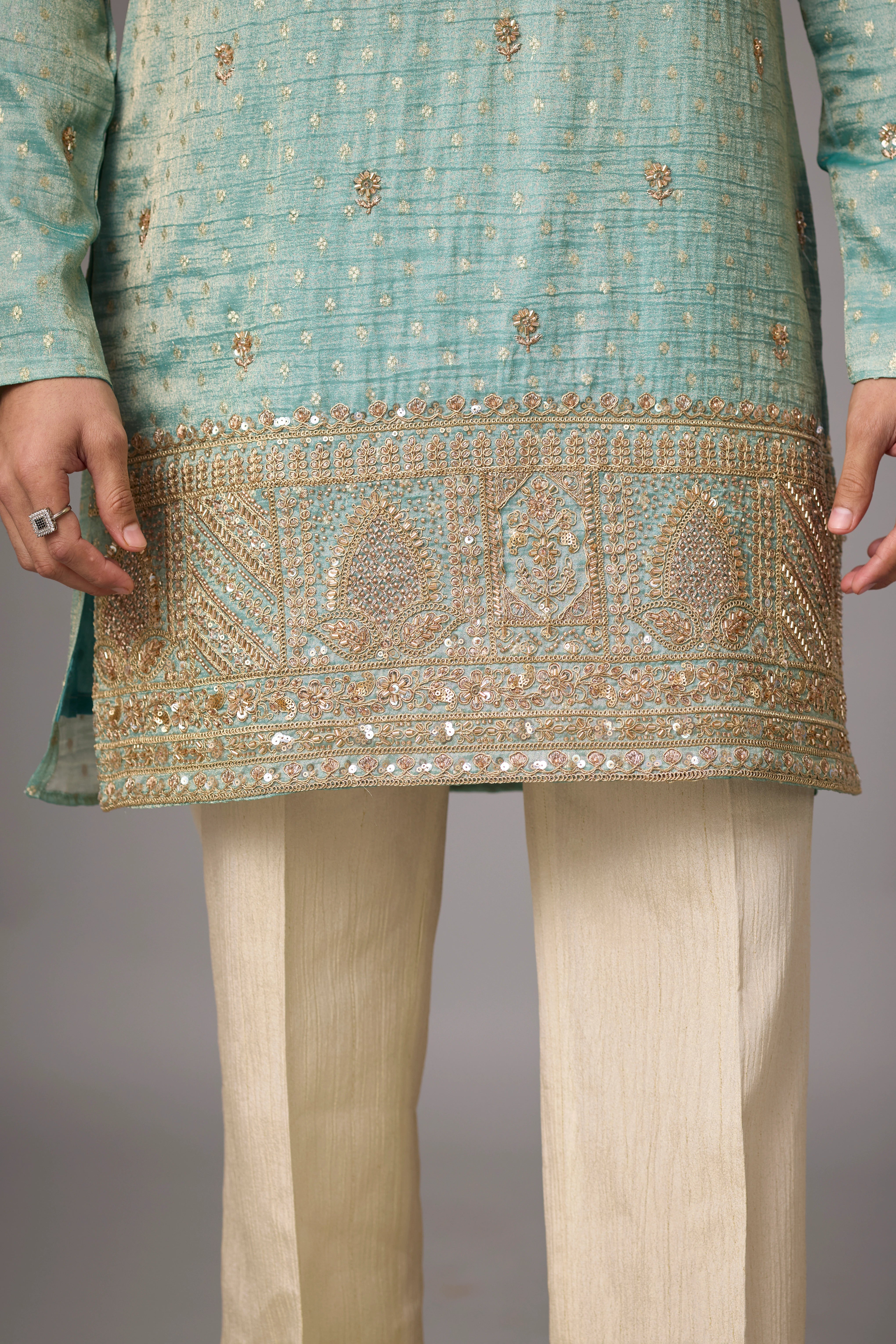 Mint Sage Regal Embroidered Kurta Set