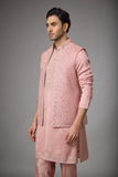 Rose Blush Embroidered Jacket Kurta Set