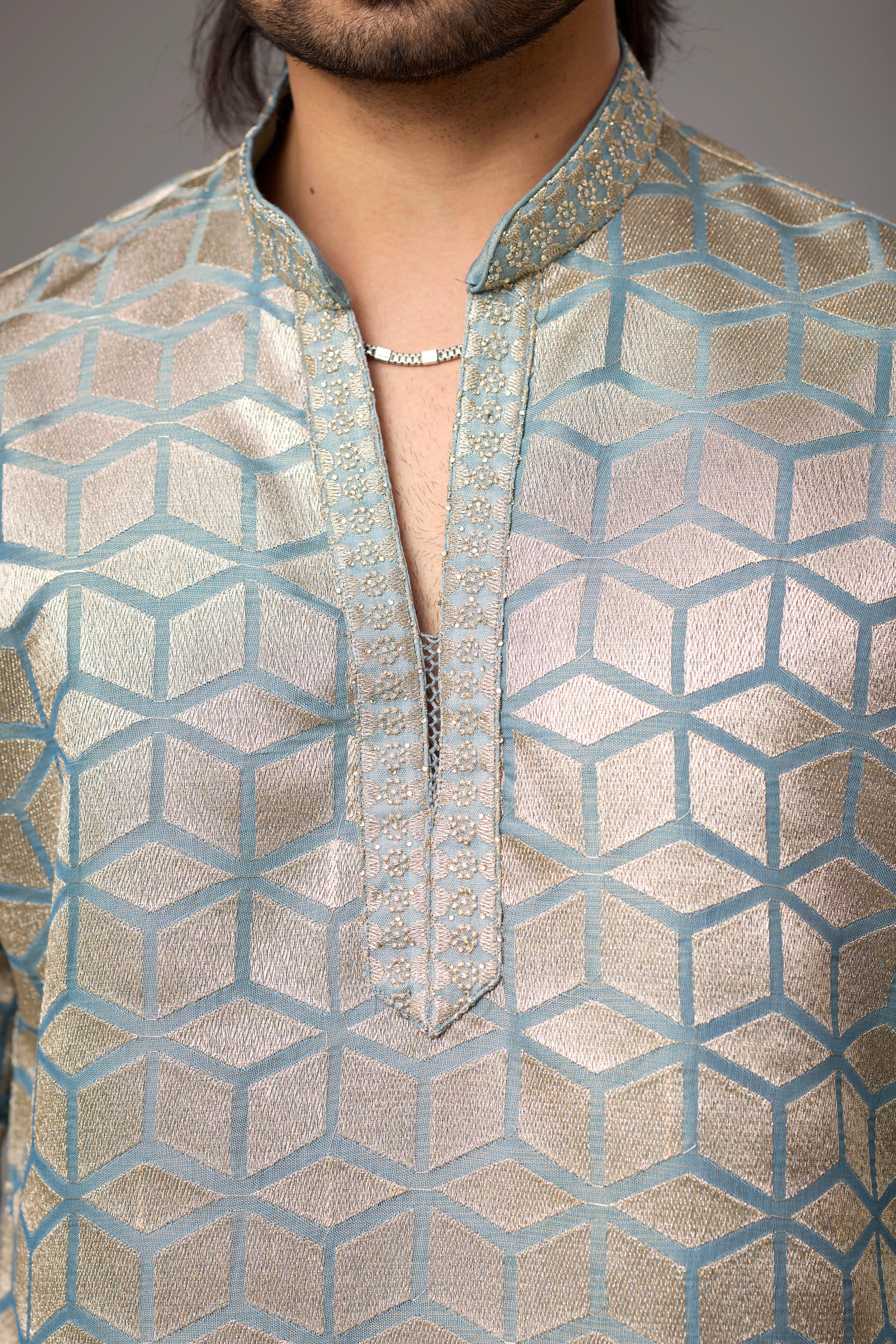 Ivory Geometric Heritage Embroidered Kurta Set