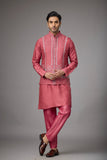 Regal Rose Pink Embroidered Jacket Kurta Set