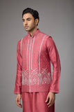 Regal Rose Pink Embroidered Jacket Kurta Set