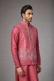 Regal Rose Pink Embroidered Jacket Kurta Set