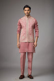 Rosewood Blush Embroidered Kurta Jacket Set