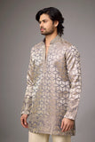 Champagne Geometric Heritage Embroidered Kurta Set