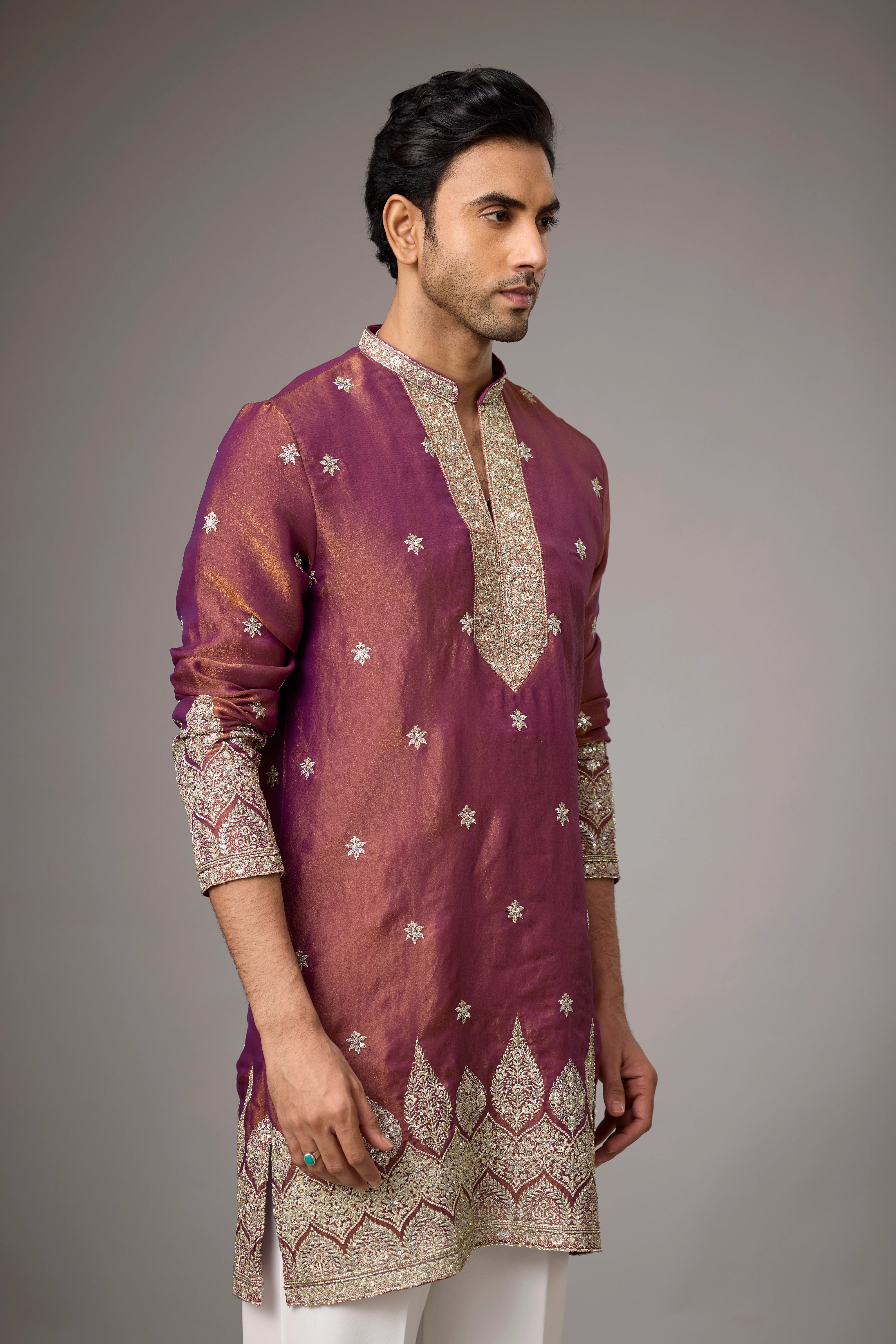 Maroon Royale Embroidered Kurta with Stole
