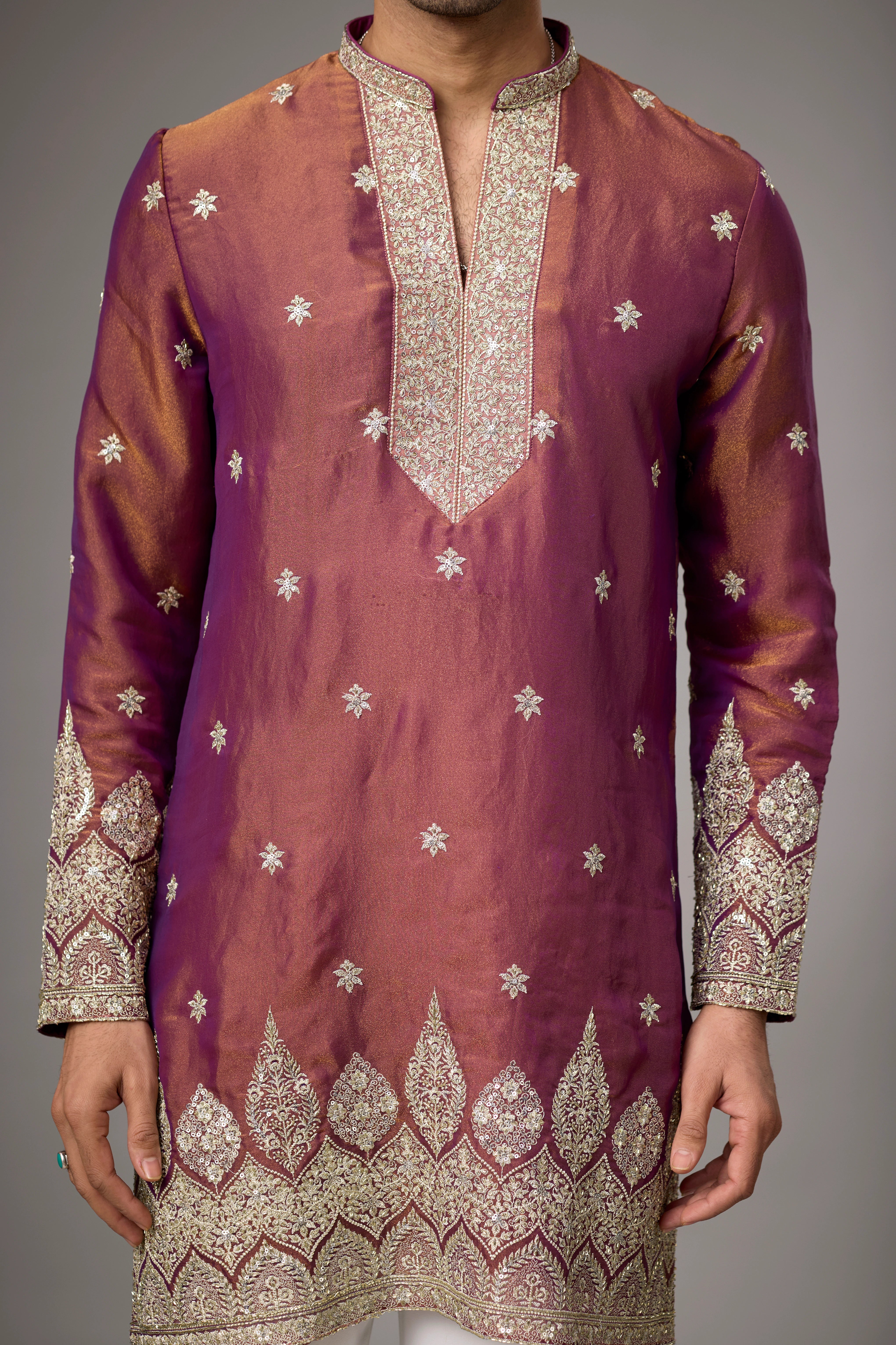Maroon Royale Embroidered Kurta with Stole