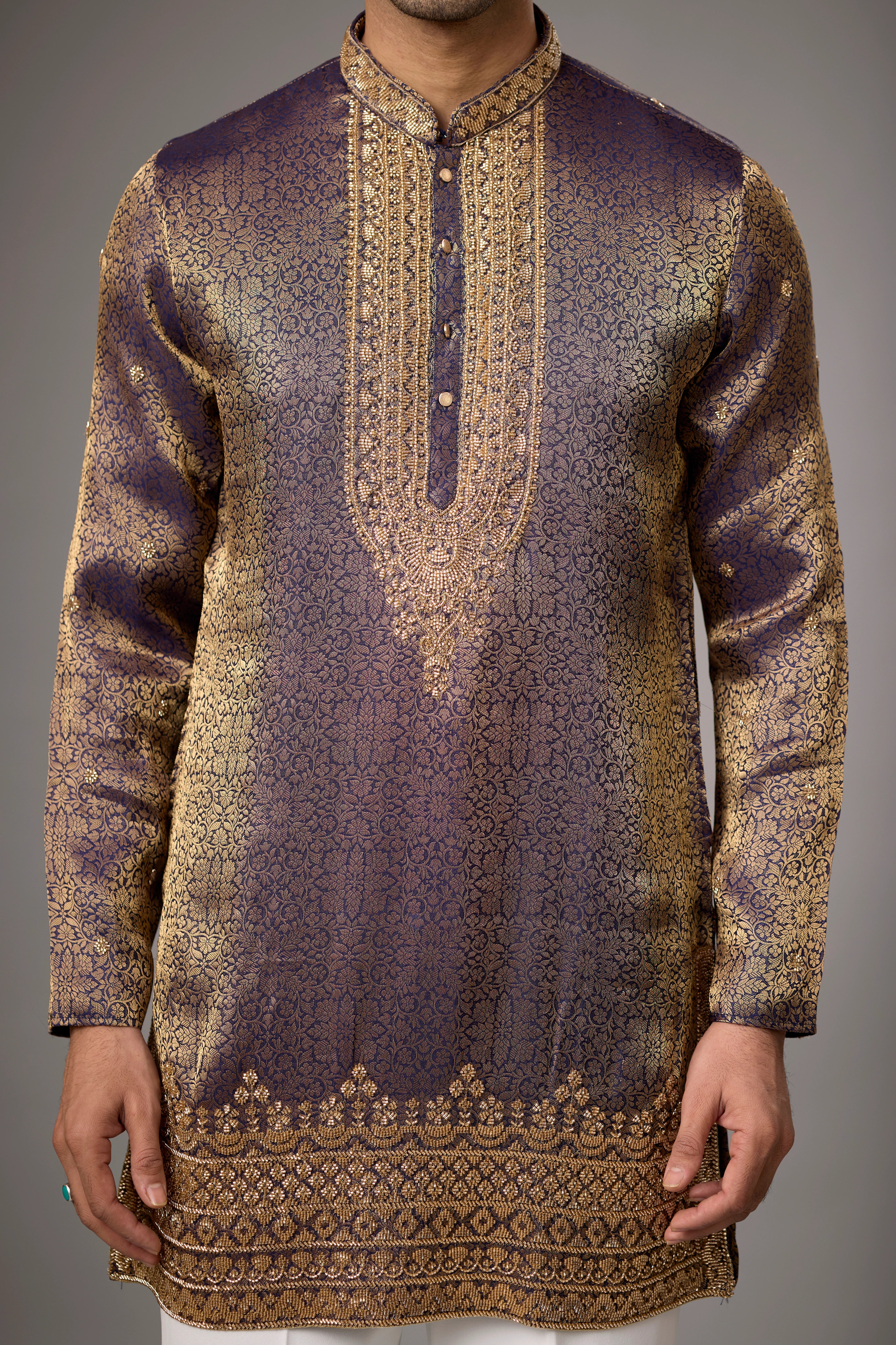 Antique Purple Regal Brocade Kurta Set