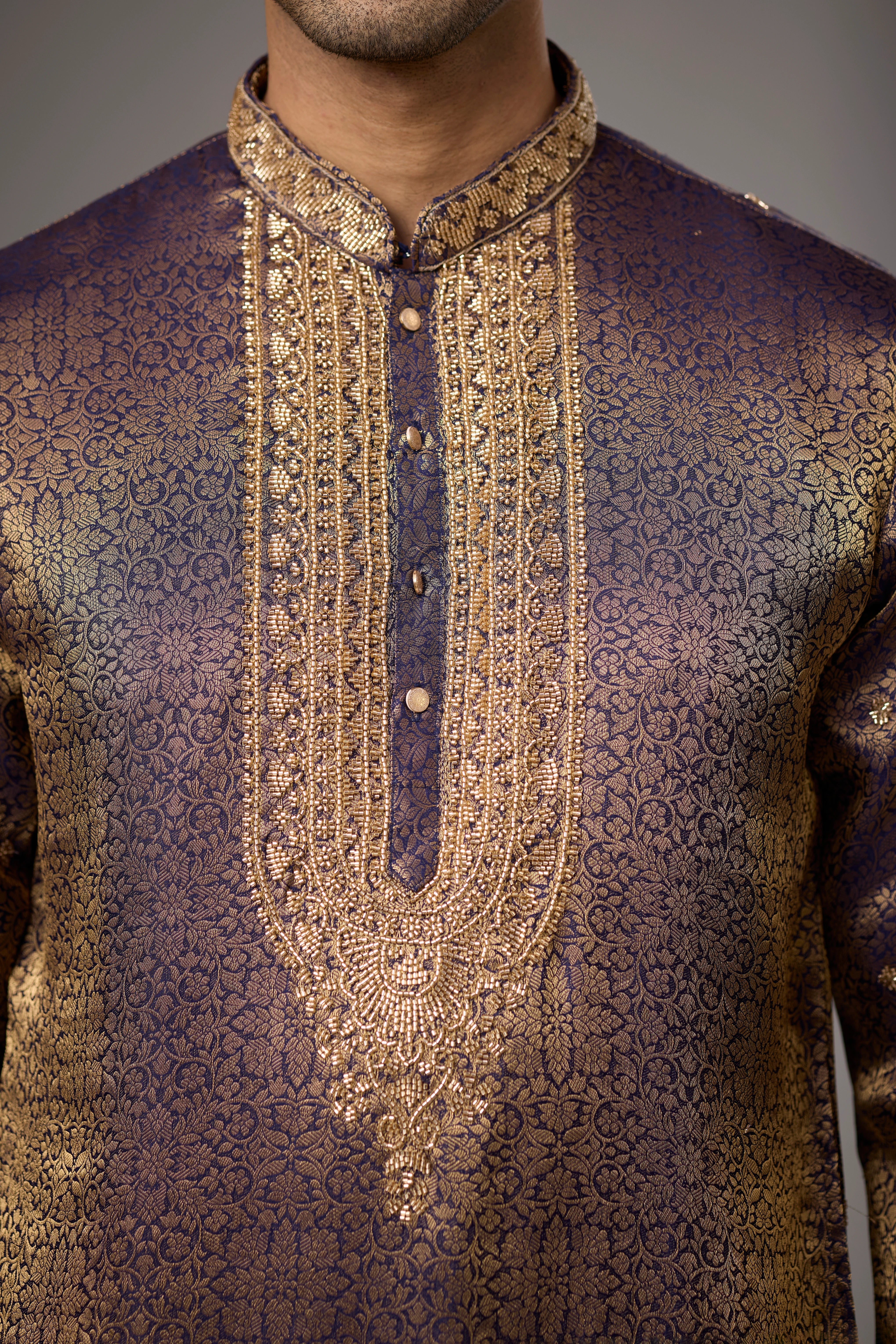 Antique Purple Regal Brocade Kurta Set
