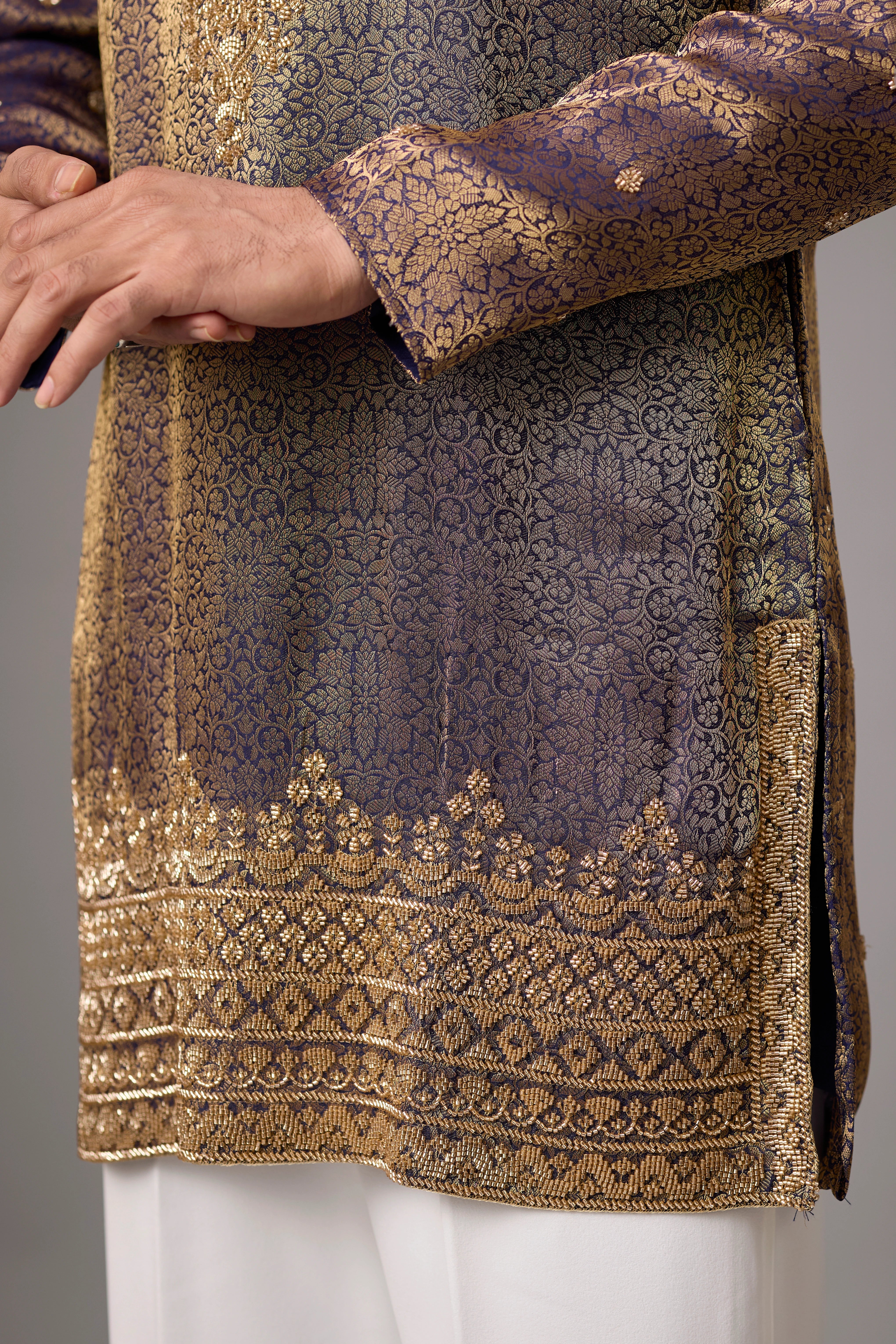 Antique Purple Regal Brocade Kurta Set