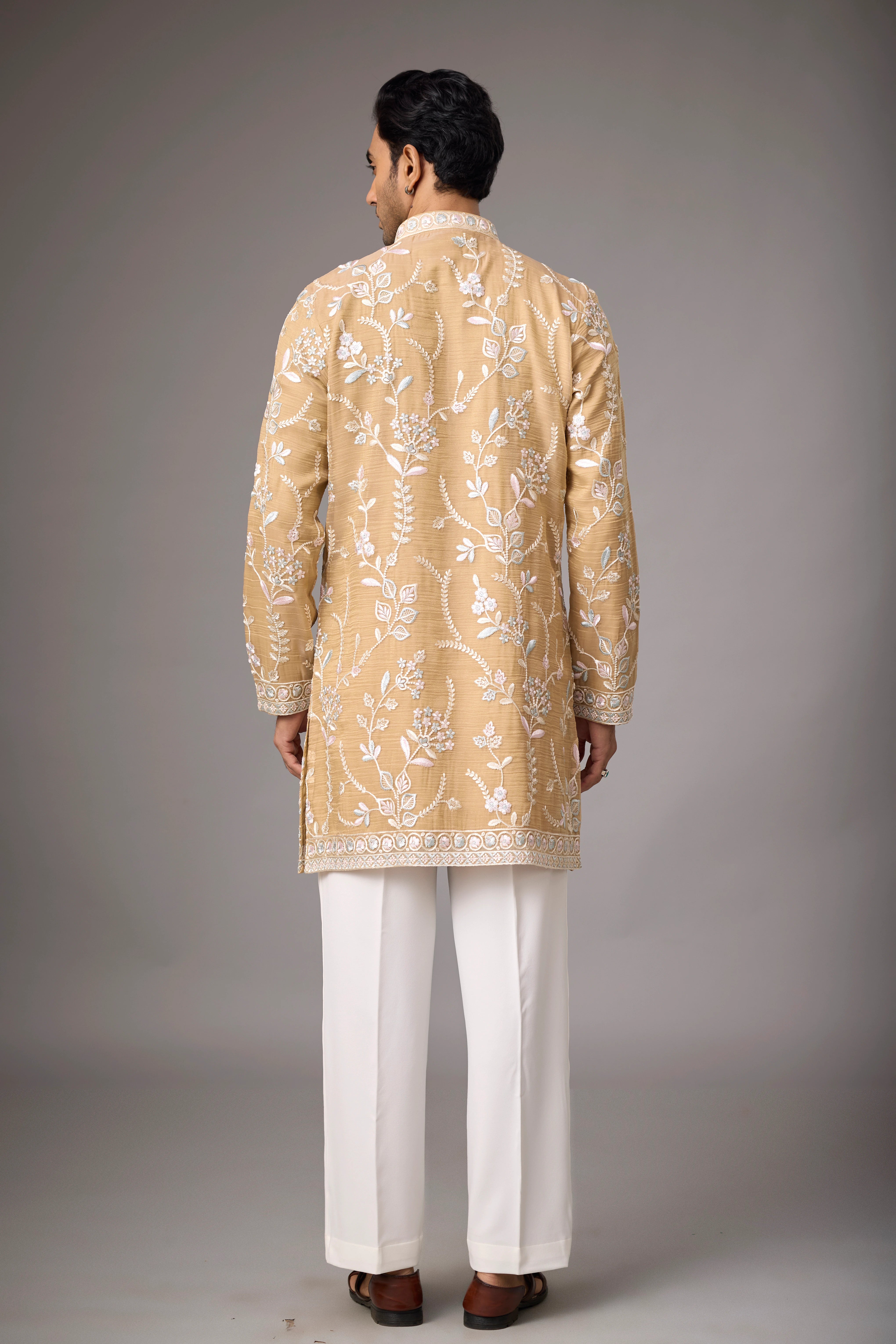 Sandstone Gold Floral Heritage Kurta Set
