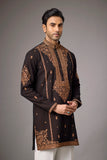 Dark Brown Regal Floral Embroidered Kurta Set