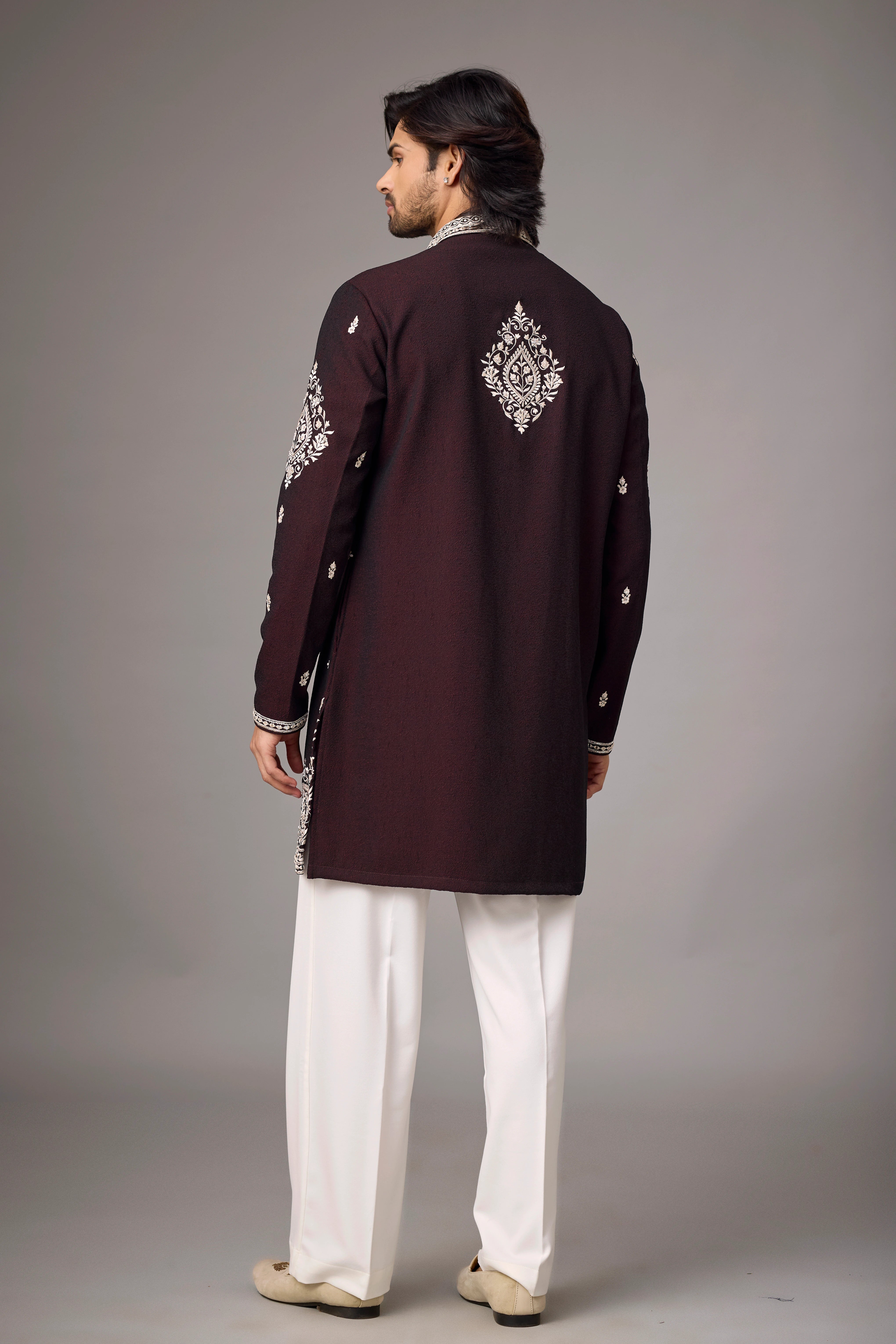 Regal Maroon Heritage Embroidered Kurta Set