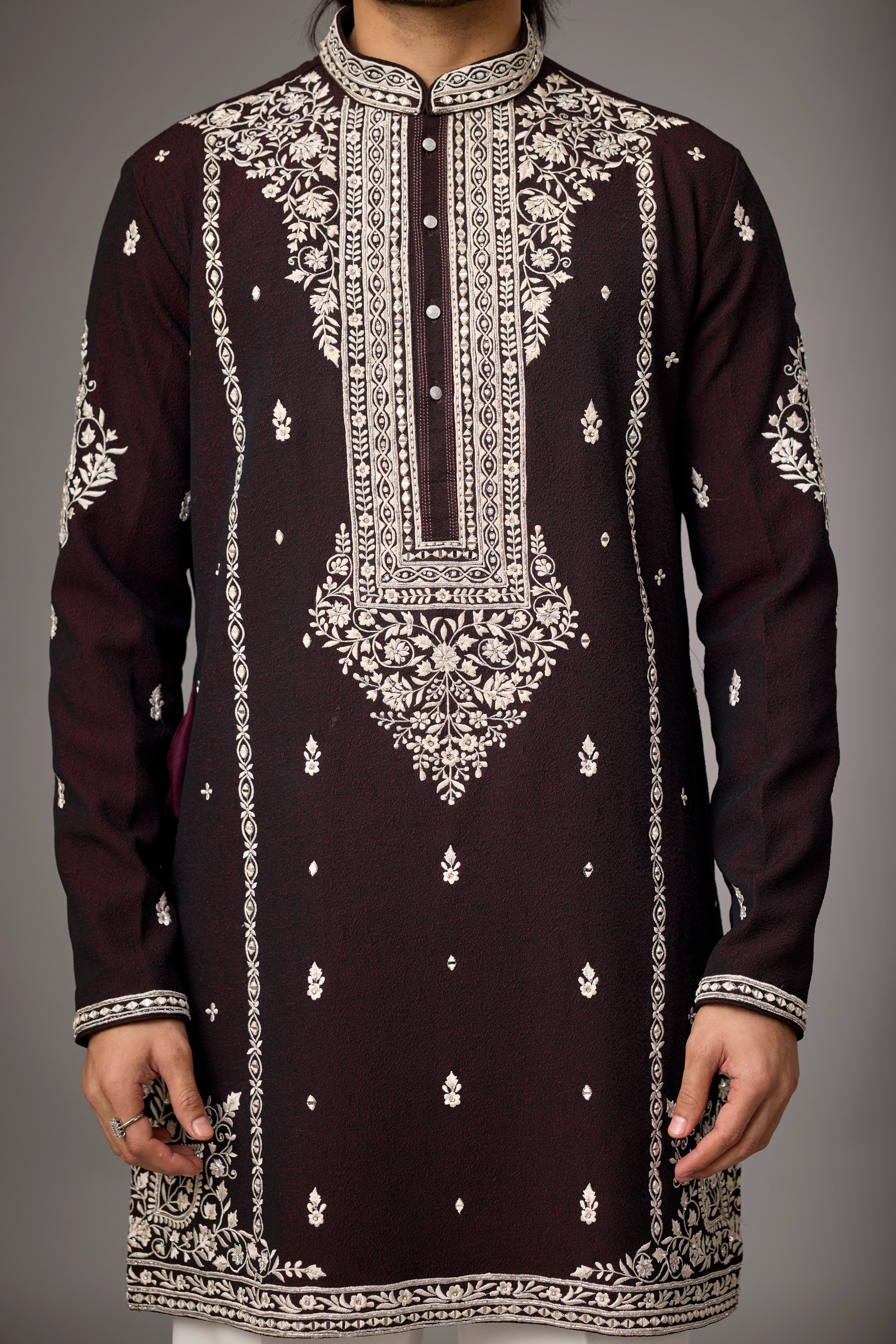 Regal Maroon Heritage Embroidered Kurta Set