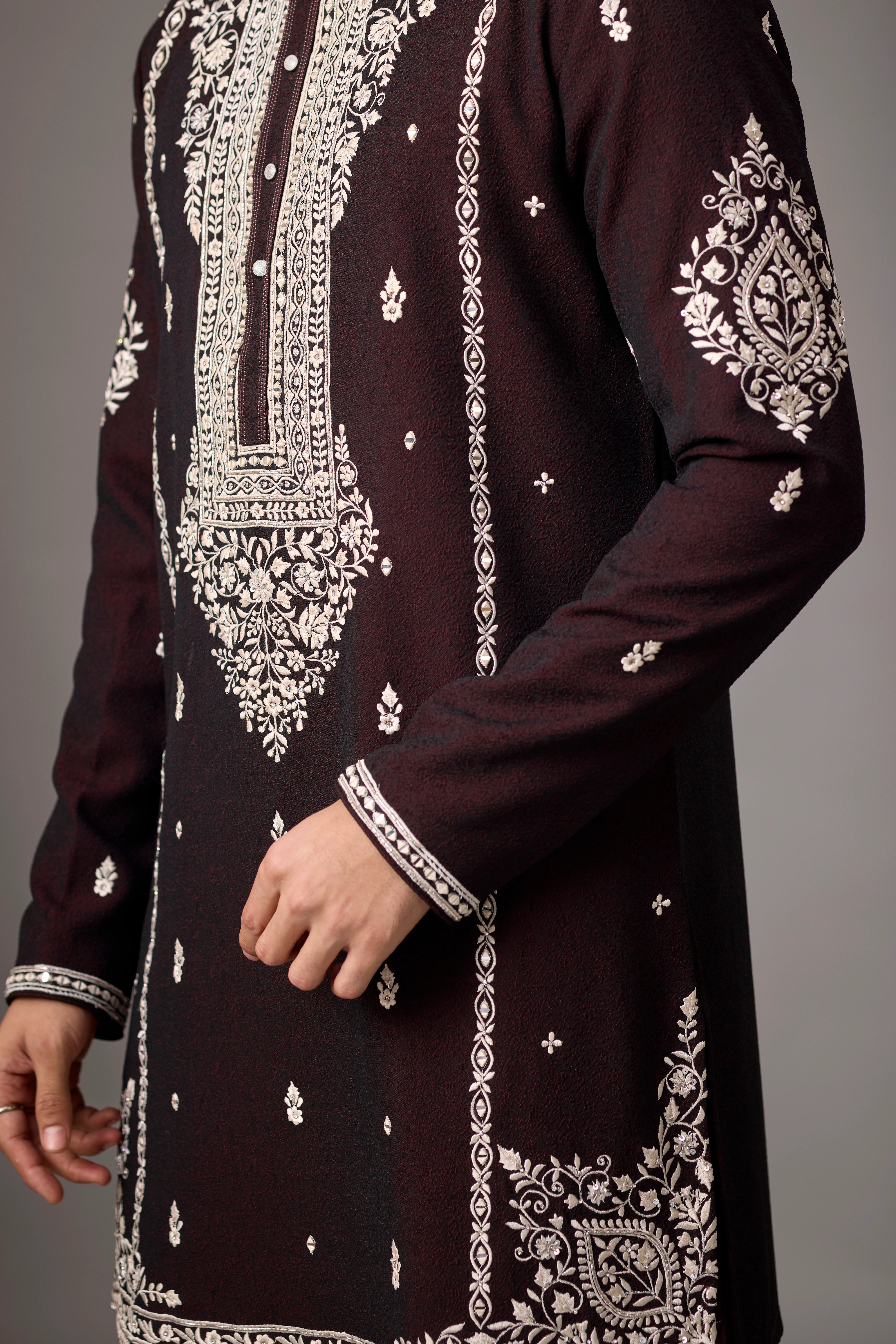 Regal Maroon Heritage Embroidered Kurta Set
