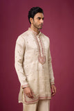 Ivory Rosé Heritage Embroidered Kurta Set