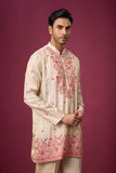 Ivory Rosé Floral Embroidered Kurta Set