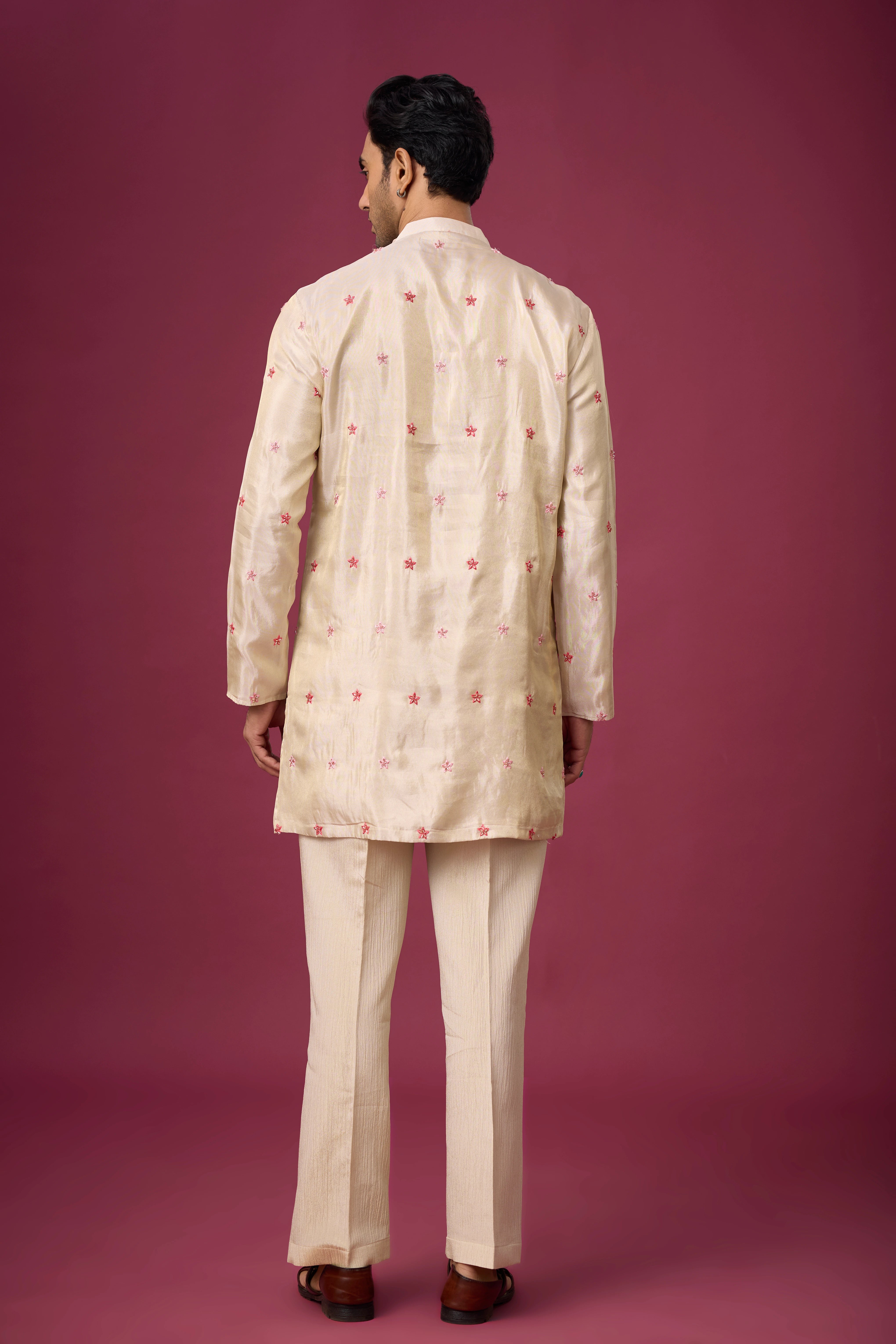 Ivory Rosé Floral Embroidered Kurta Set