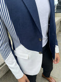 Navy Blue Striped Designer Blazer for Men