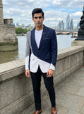 Navy Blue Striped Designer Blazer for Men