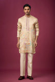 Champagne Beige Peacock Heritage Kurta Set