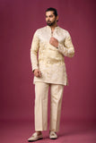 Champagne Ivory Heritage Floral Kurta Set