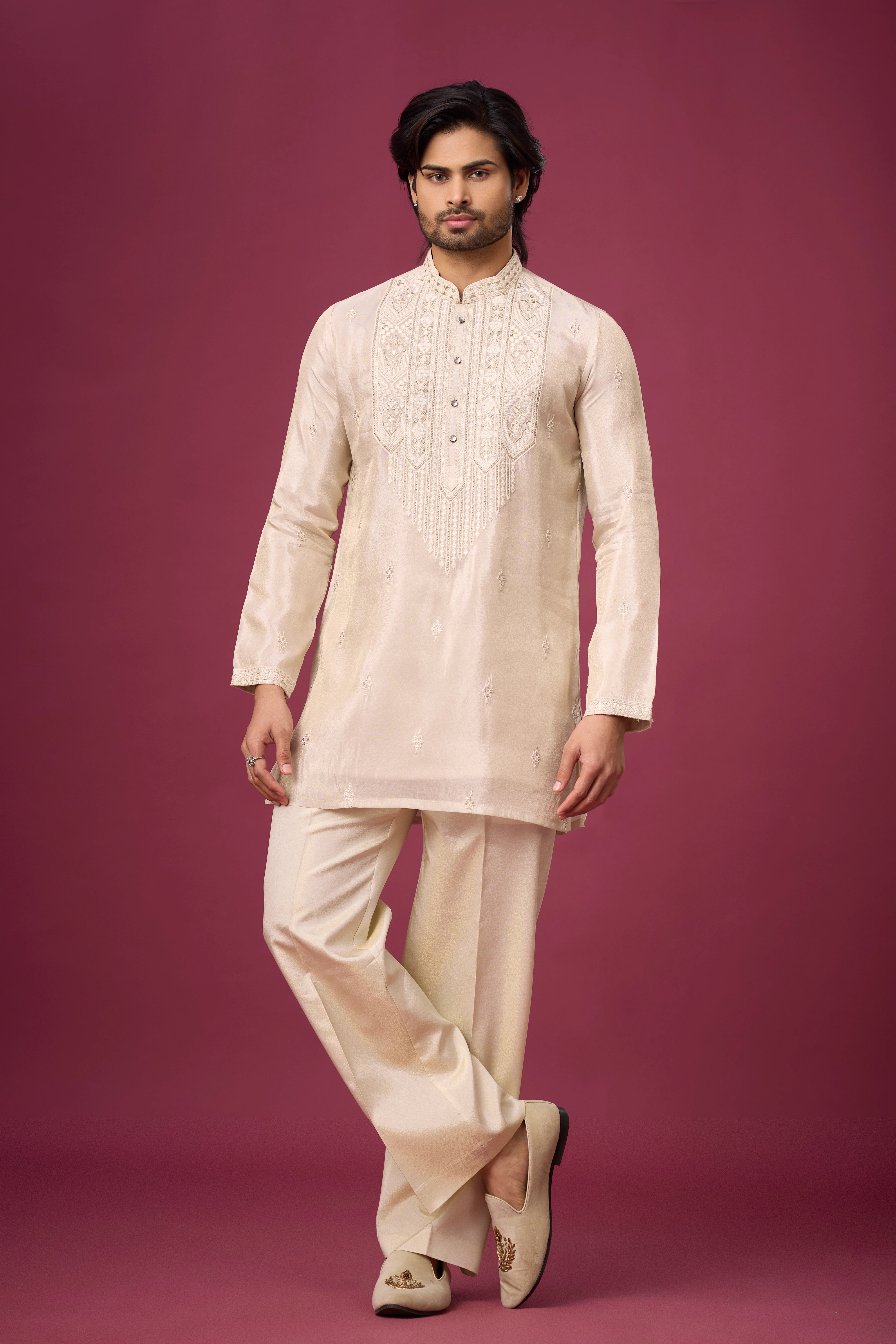 Ivory Pearl Heritage Embroidered Kurta Set