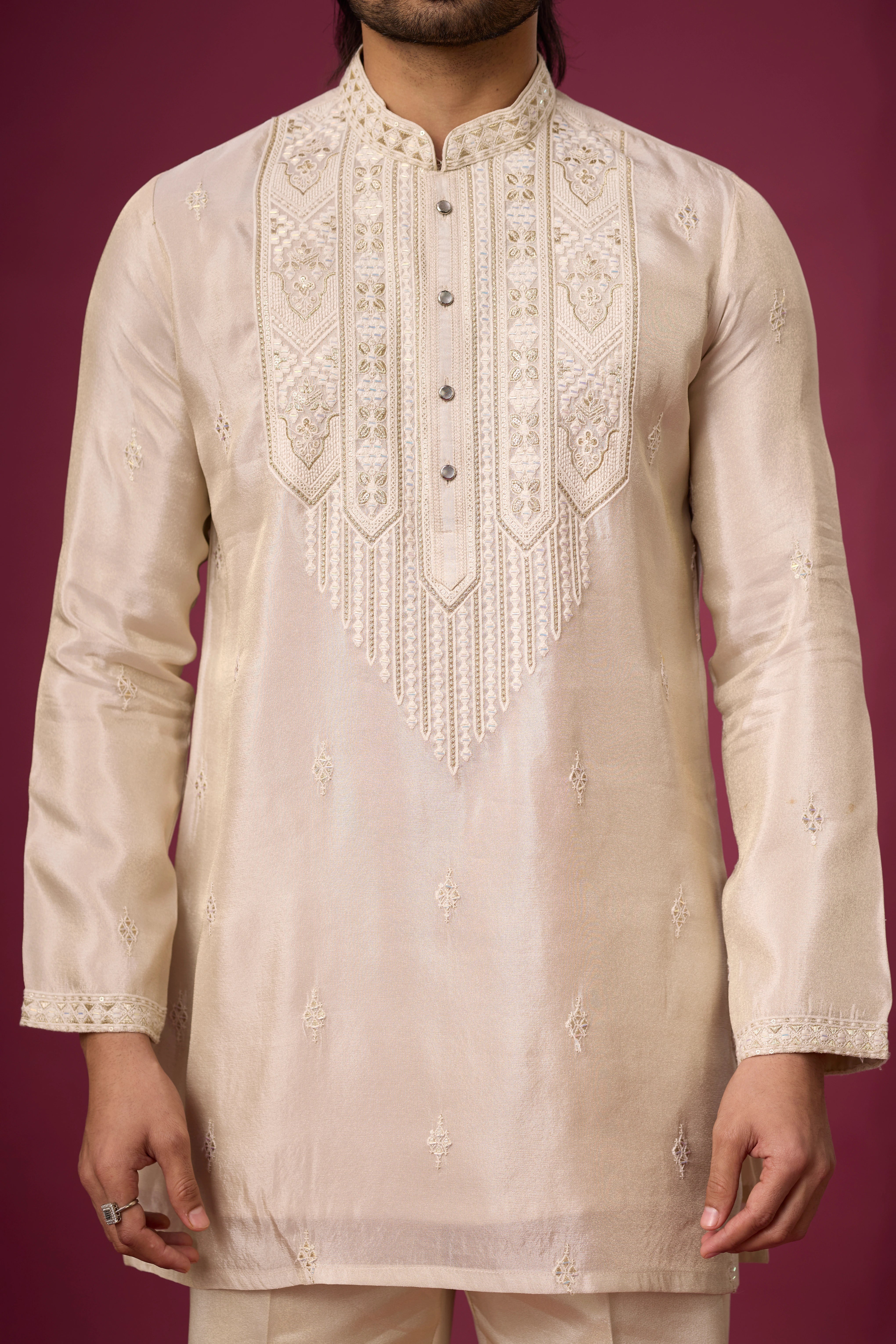 Ivory Pearl Heritage Embroidered Kurta Set