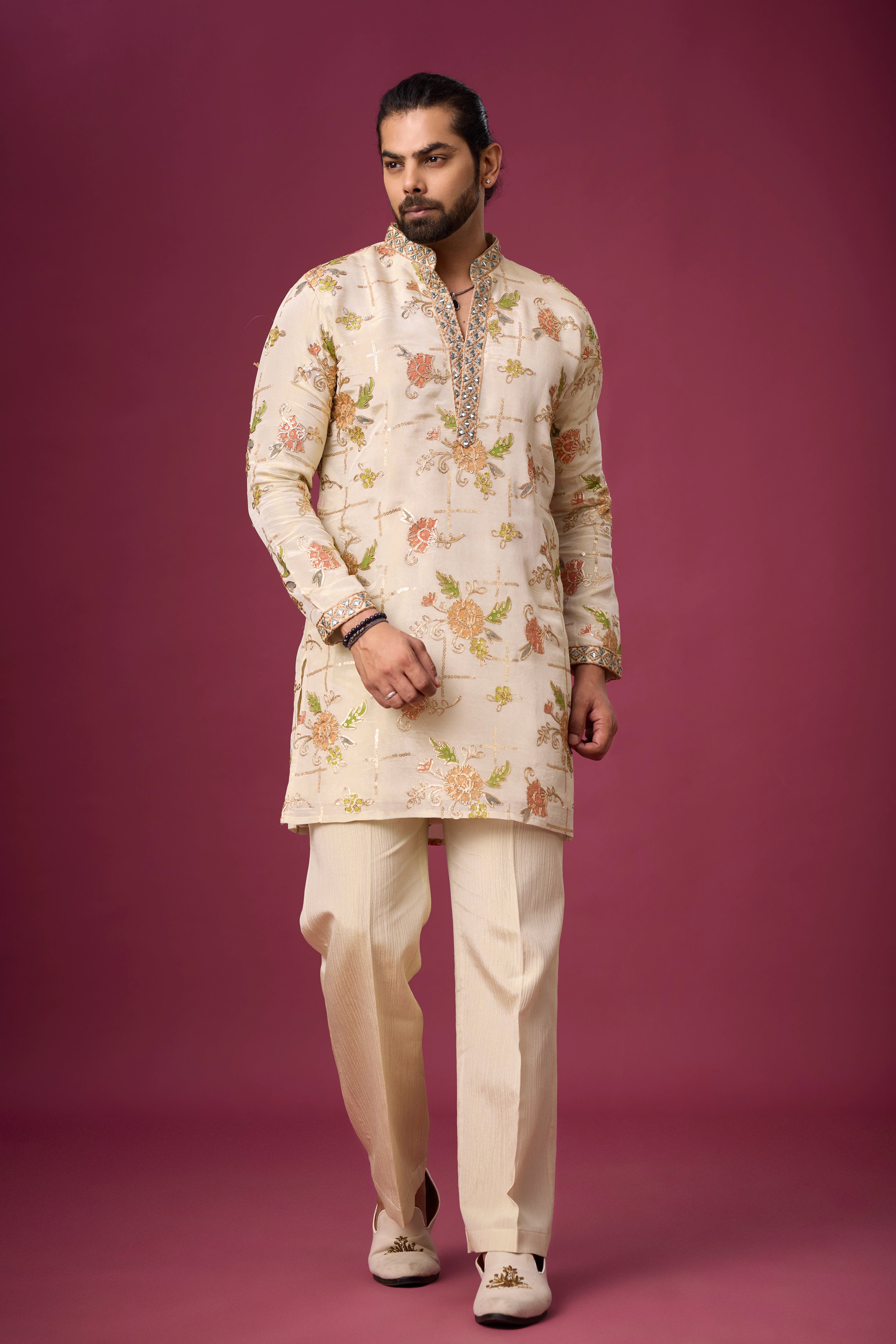 Ivory Floral Heritage Embroidered Kurta Set