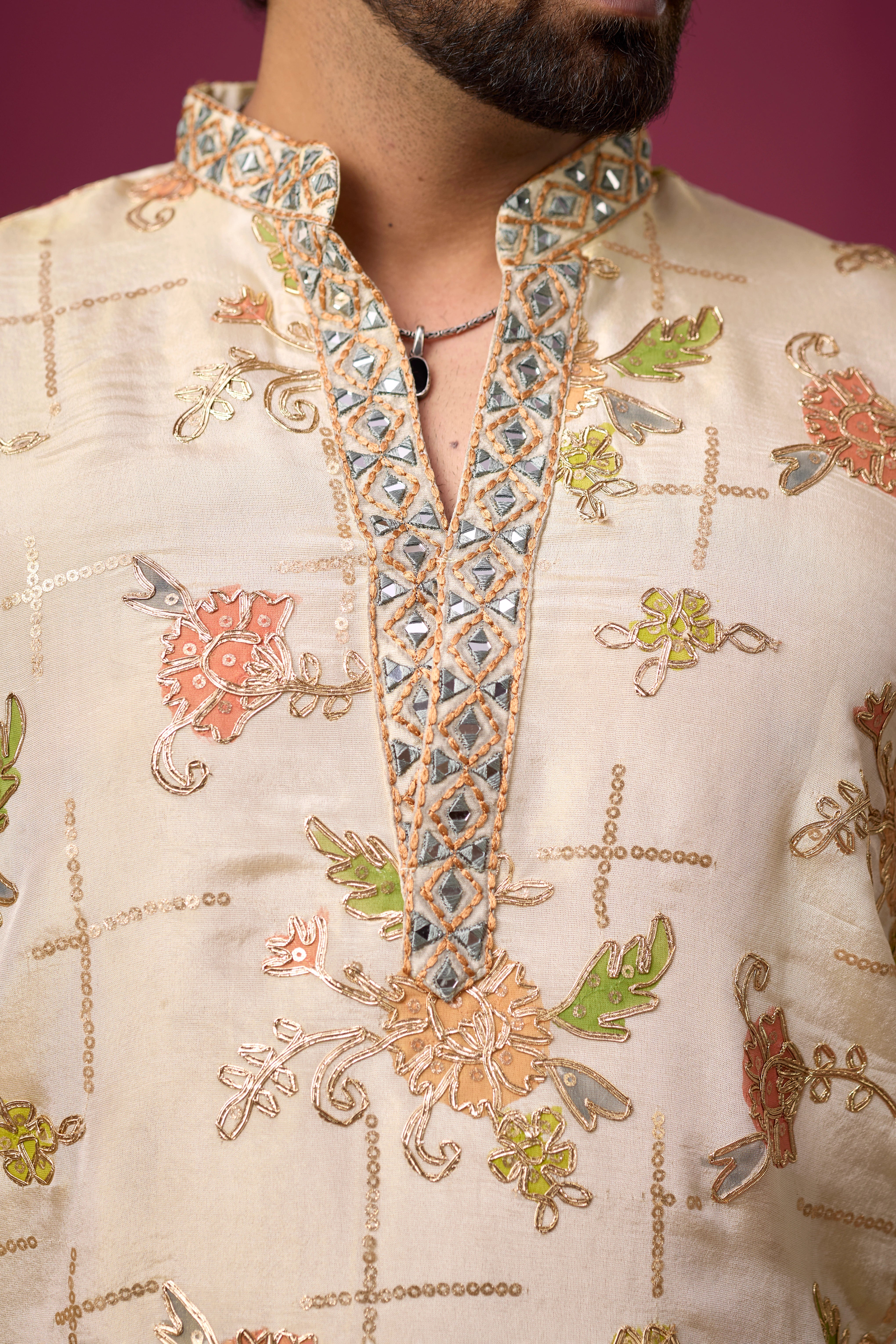 Ivory Floral Heritage Embroidered Kurta Set