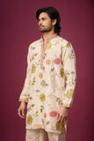 All-Over Botanical Floral Ivory Kurta – Festive Ethnic Wear | Mahavir NX