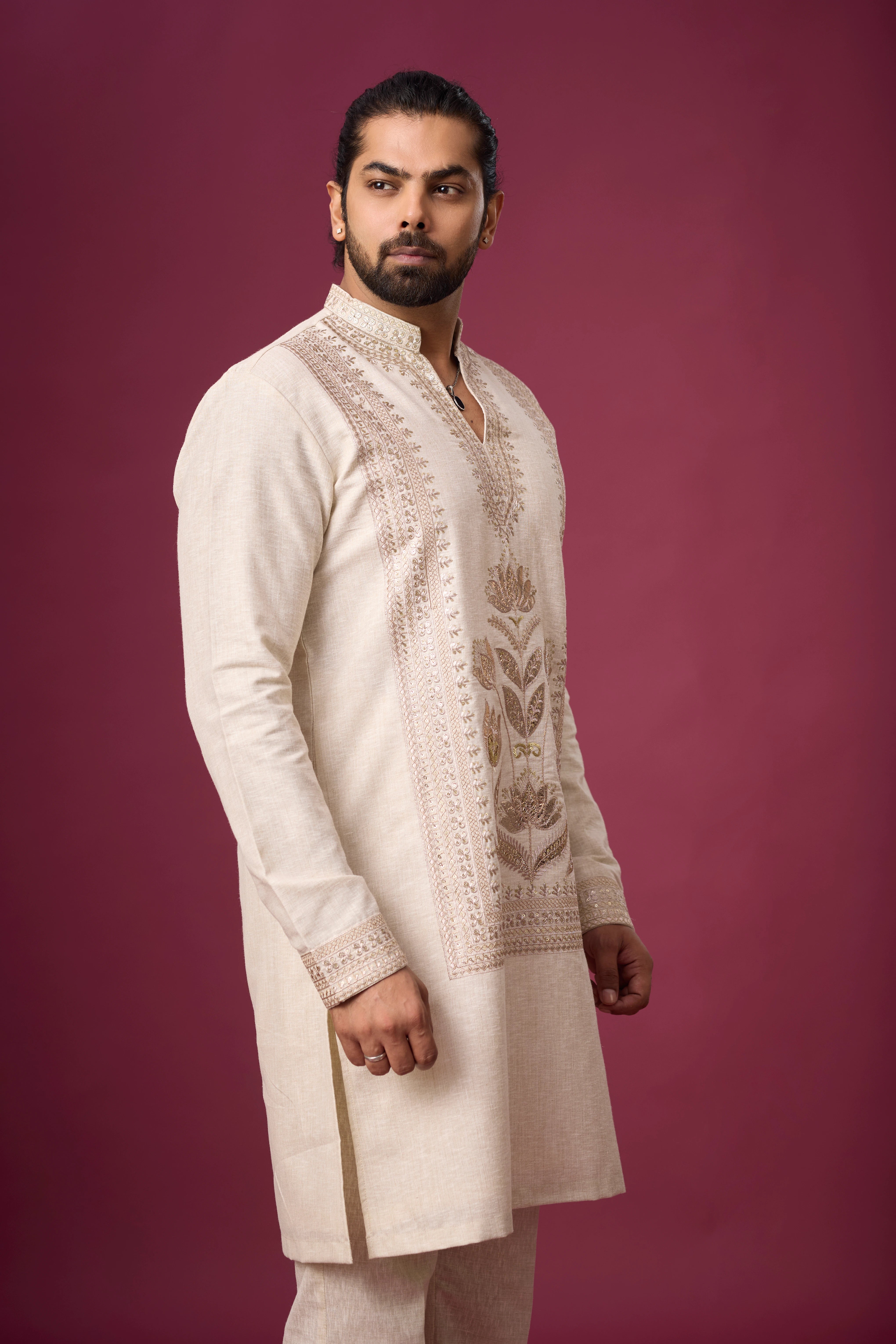 Buy Ivory Heritage Floral Kurta Set for Men Online India | Mahavir NX